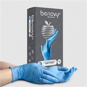 Перчатки нитриловые Benovy XS голубые 100 пар 4650266785980