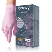 Перчатки нитриловые Benovy M розовый 50 пар 4630300502179