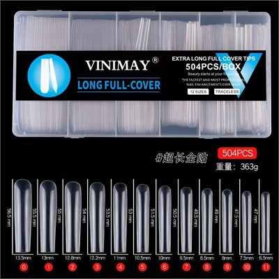 Гелевые типсы Vinimay  Экстра длина 504 шт Квадрат 2000000053639