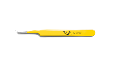 Пинцет для наращивания ресниц Rili, Yellow line, тип L 5 мм 4657763508487