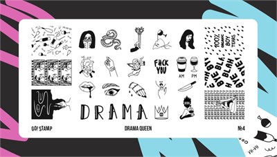 Пластина для стемпинга Go Stamp 04 Drama queen 2546131600040