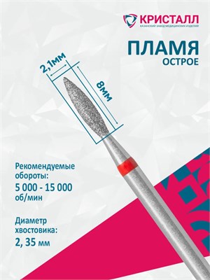 856 104 243 080 021 Эко Кристалл, Алмазная фреза пламя  красная 2000000028675