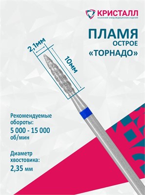 866 104 243 100 021Т Эко Кристалл, Алмазная фреза пламя торнадо синяя 2000000065427