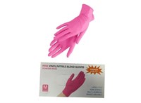 Перчатки Нитровинил Wally Plastic M, розовые 50 пар 2053185484217