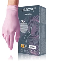 Перчатки нитриловые Benovy S розовый 50 пар 4630300502162