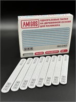 НАБОР Пилки овал на деревянной основе AMIGOS Мини 180/240 грит, 15x130 мм, gray, 50 шт 4673754401339